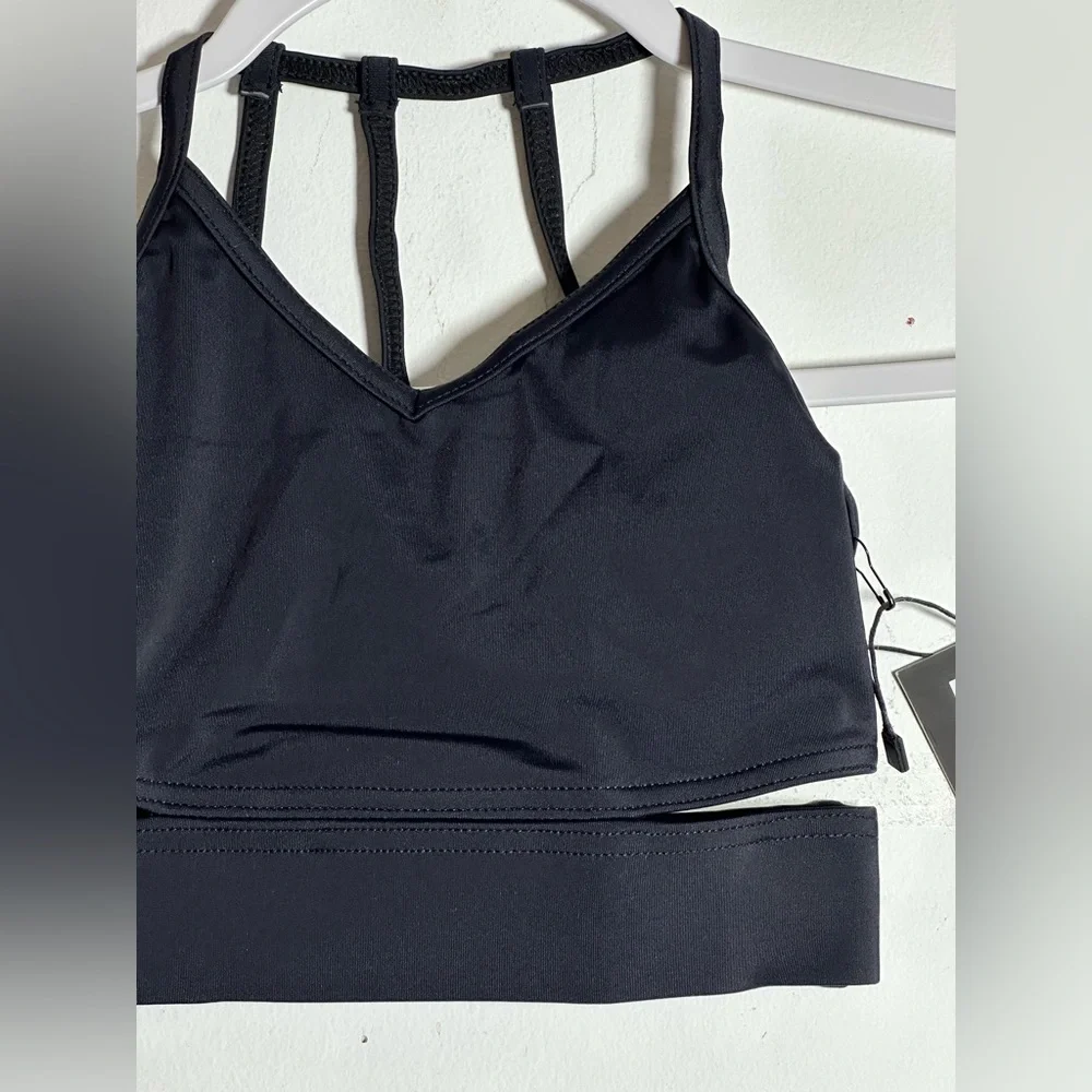 Lumi Collective Black Strappy Cut Out Dance Crop Top‎ YM Youth Medium NWT
